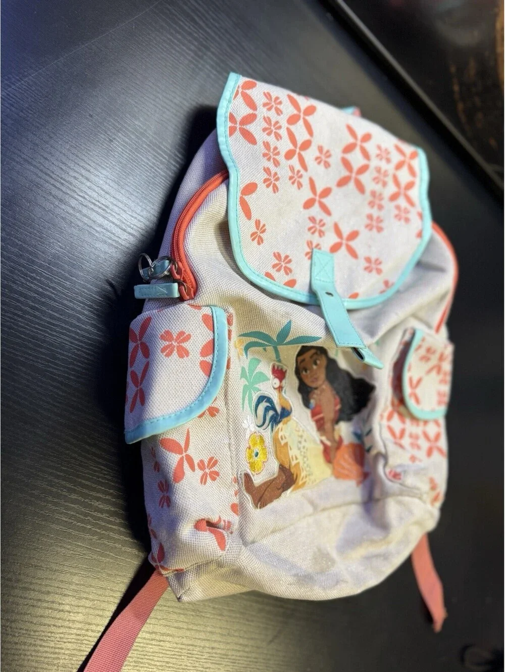 Disney Moana Pua Heihei Floral Canvas Backpack Rucksack Kids School Bag